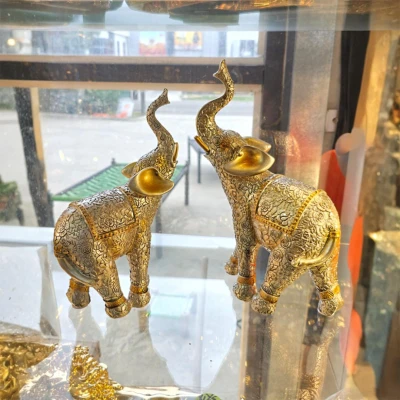 Silver & Gold Elephant Pair Sculpture